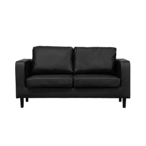 Box Black Leather 2 Seater Sofa