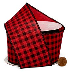 Red/Black Buffalo Plaid Wired Ribbon - 2-1/2" X 10 Yards - Polyester - Embellishments & Trims by Paper Mart
