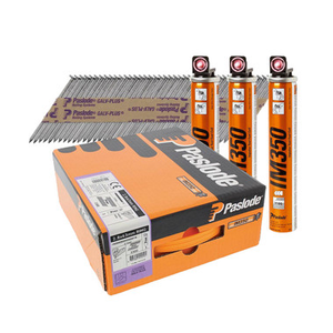Paslode IM350 2.8mm x 63mm Galvanised-Plus® Ring Shank Nail Fuel Pack 141210 (3300 Pack + 3 Fuel Cells)