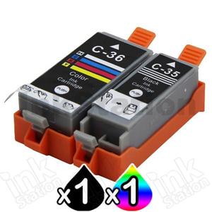 2 Pack Canon PGI-35BK CLI-36C Compatible InkJet Cartridges Combo [1BK,1C]