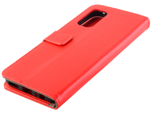 Synthetic Leather Wallet Case with Stand for Realme 7 Pro - Red