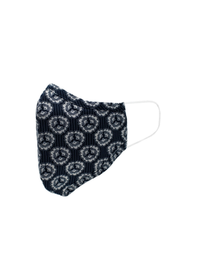 Navy White Flower Print Reusable Cotton Face Mask [RTC]