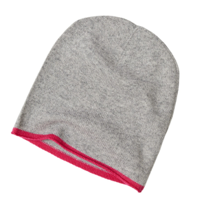 Cashmere Grey & Pink Beanie Hat (one size)