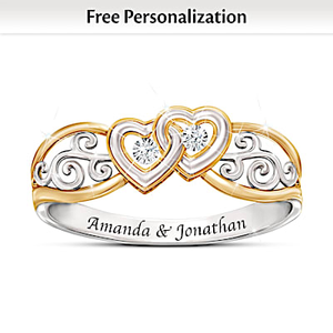 Two Hearts, One Promise Personalized Diamond Ring