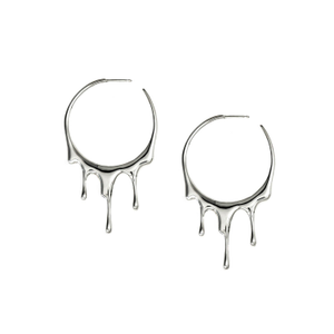 Dripping Rivulet Sterling Silver Hoop Earrings