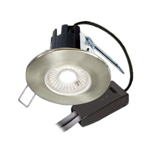 Collingwood H2 Lite Flicker Free Dimmable Fire Rated LED Downlight Brushed Steel Warm White 3000K with Connector