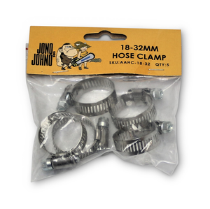 5x 18-32mm Stainless Steel Hose Clamps Clips Adjustable Range Clamp Worm Gear