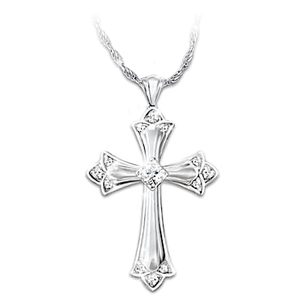 Diamond And White Topaz Woman Of God Pendant Necklace