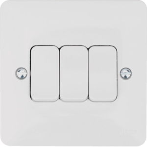 Hager Sollysta 10AX 3 Gang 2 Way Wall Switch (WMPS32)