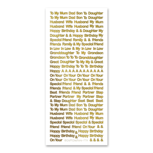 Mixed Relatives Tiny  Gold Self Adhesive Stickers