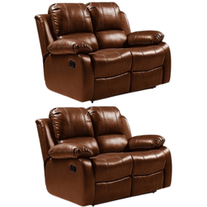Valencia Tan Leather Manual Recliner 2+2 Seater Sofa Set