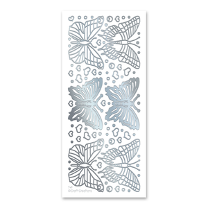 Extra Large Butterflies Silver Adhesive Peel Off Stickers