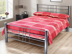 Wholesale Beds Cuba Metal Bed Frame Silver Hammered Finish