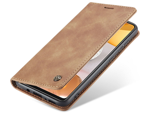 CaseMe Slim Synthetic Leather Wallet Case with Stand for Samsung Galaxy A42 5G - Tan