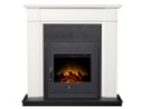Adam Georgian Fireplace in Pure White & Black with Oslo Electric Inset Stove in Black, 39 Inch