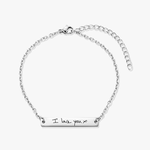 Silver Chain Bar Handwriting Bracelet