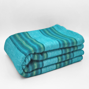 Machay - Baby Alpaca Wool Throw Blanket / Sofa Cover - Queen 90 x 63 - Aqua/Turquoise/Green