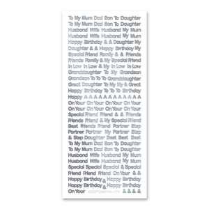 Mixed Relatives Tiny  Silver Self Adhesive Stickers