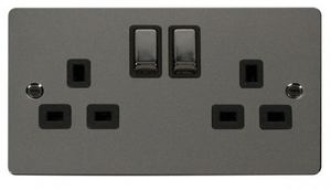 Click Define 13A 2G DP Ingot Switched UK Socket Outlet (FPBN536BK)