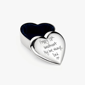 Handwriting Silver Heart Trinket Box