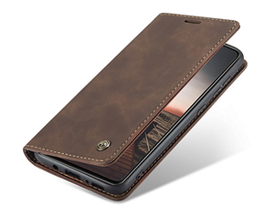 CaseMe Slim Synthetic Leather Wallet Case with Stand for Samsung Galaxy A31 - Chocolate