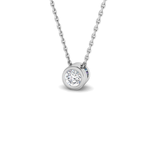 Classic Rub Over Diamond Solitaire Pendant 0.20ct G/SI 18k White Gold