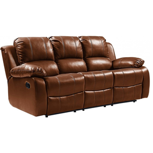 Valencia Tan Leather 3 Seater Manual Recliner Sofa