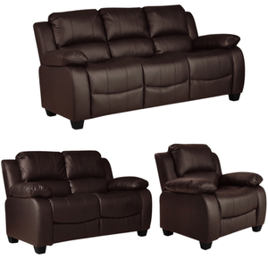 Valerie Brown Leather Modern 3+2+1 Seater Sofa Set