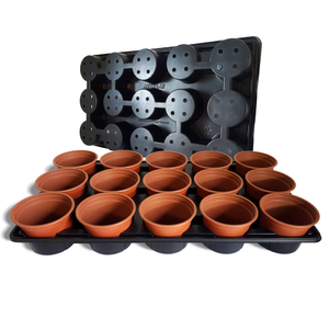 Plastic Plant Pots & Carry Trays - 10.5cm Round Terracotta, 5