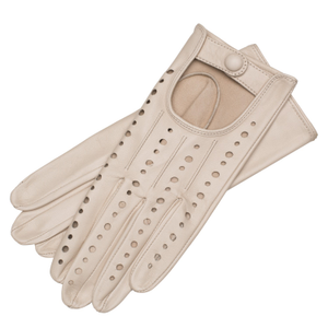 Rimini - Women's Leather Driving Gloves In Creme Nappa Leather (8")
