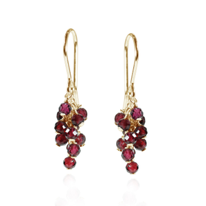 Garnet Cluster Drop Earrings