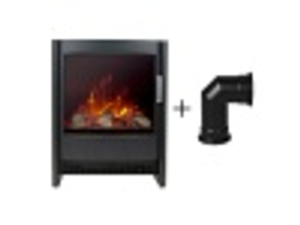 Sureflame Keston Electric Stove in Black with Angled Stove Pipe