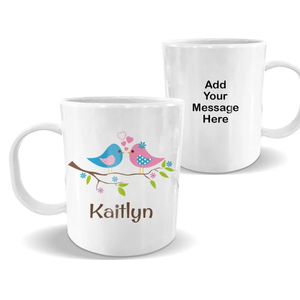 Two Birds White Plastic Mug