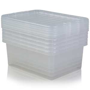 Pack of 5 - 17 Litre Wham Crystal Plastic Storage Boxes with Lids