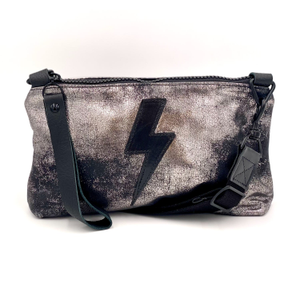 Nancy Crossbody Bag In Distressed Metallic Black
