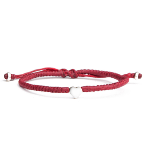 Valentino Women's Silver Heart Rope Bracelet - Red (M)