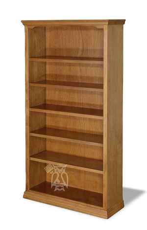 California Made Alder Wood Traditional Bookcase 36"w x 72"h in Hazelnut Finish