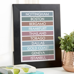 Personalised Destination Wall Art Print Multi Colour