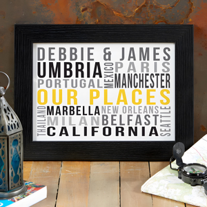 Personalised Our Places Word Art Print for Travellers