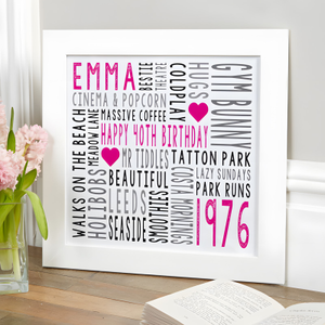Personalised Square Word Art Picture Print