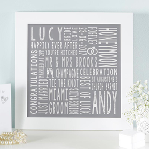 Personalised Print - Wedding Word Art with Changeable Icons