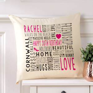 Personalised Word Cushion with Changeable Icons