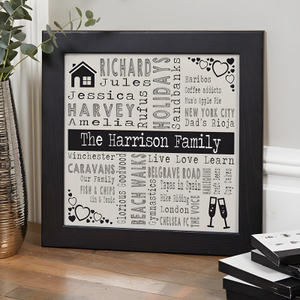 Personalised Print or Canvas - Word Art Picture With Icons