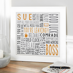 Leaving Work or Retirement Personalised Gift of Word Art