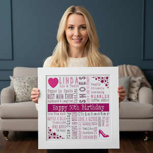 50th Birthday Gift for Her of Favourite Things With Changeable Corners & Icons