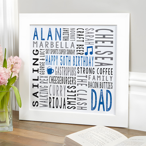 50th Birthday Gift For Him Personalised Square Word Art
