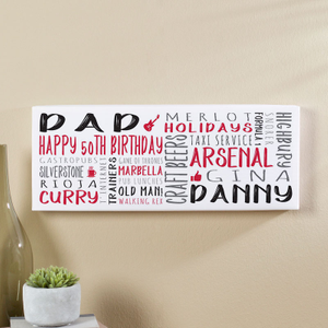 50th Birthday Gift for Men of Personalised Panoramic Word Art