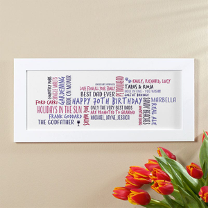70th Birthday Gift For Men Word Cloud Personalised Picture