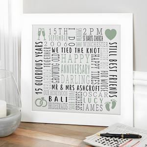 Wedding Anniversary Present Personalised Word Picture