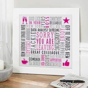 Leaving Work Or Retirement Present Of Personalised Word Art Picture